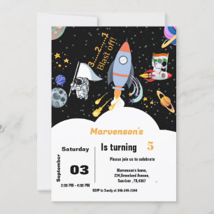 Rymden astronaut-pojkfödelsedag inbjudningar