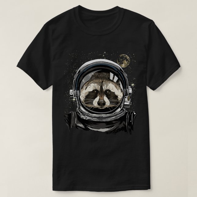 Rymden Astronaut Raccoon Ansikte Sopor Panda Ani T Shirt (Design framsida)
