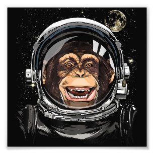 Rymden Astronaut Vild Zoo Animal Ansikte Fototryck