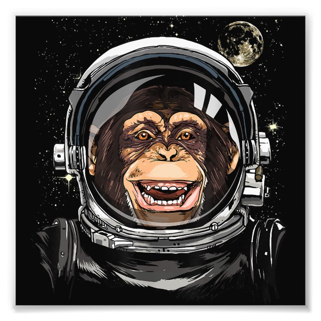 Rymden Astronaut Vild Zoo Animal Ansikte Fototryck (Framsidan)