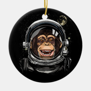 Rymden Astronaut Vild Zoo Animal Ansikte Julgransprydnad Keramik