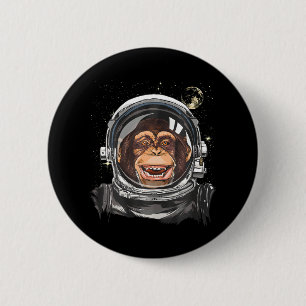 Rymden Astronaut Vild Zoo Animal Ansikte Knapp