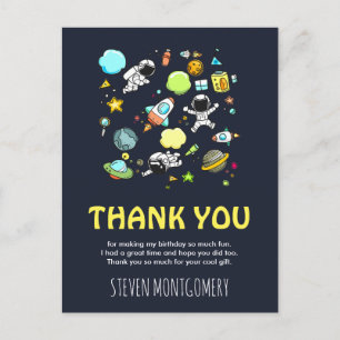 Rymden Astronauter & Rockets Mönster Tack Vykort