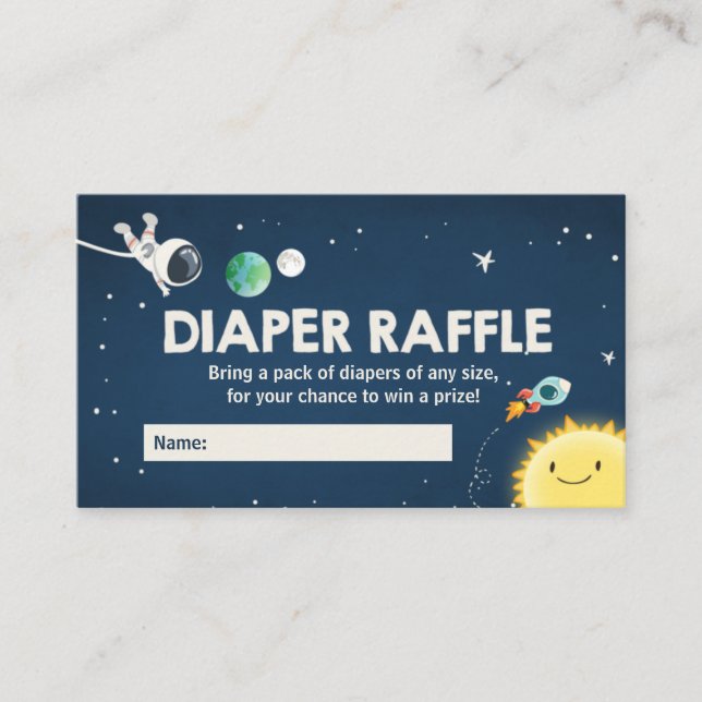 Rymden Baby Shower Boy Diaper Raffle Card Tilläggskort (Framsida)