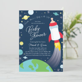 Rymden Baby Shower Flaska Rocket Spacesship Inbjudningar