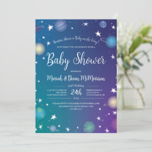 Rymden Baby Shower Galaxy Inbjudningar