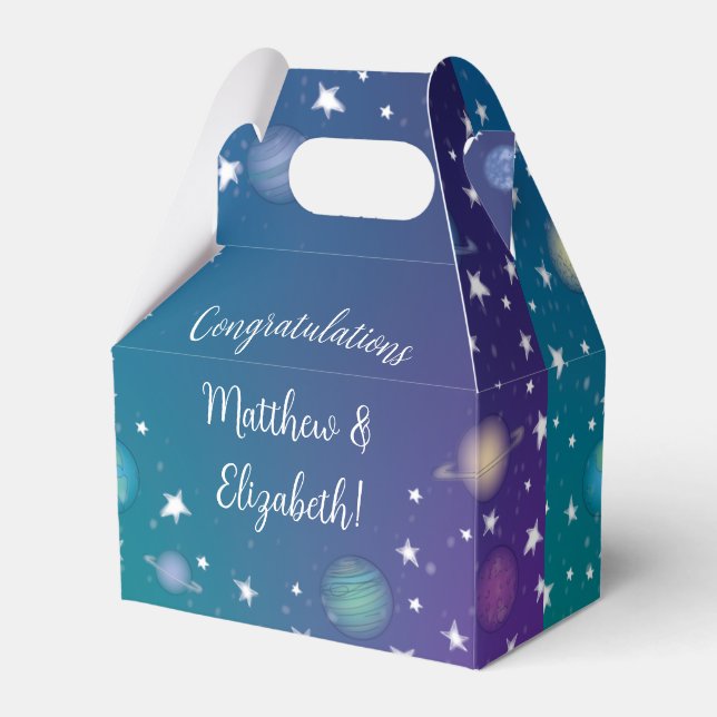 Rymden Baby Shower Galaxy Presentaskar (Framsidan Sidan)