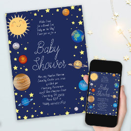 Rymden Baby Shower Galaxy Universe Stars Inbjudningar