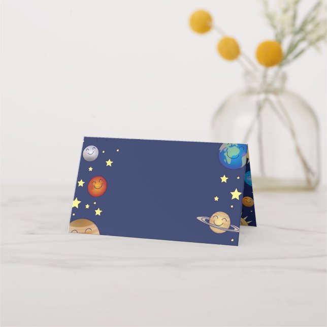 Rymden Baby Shower Galaxy Universe Stars Placeringskort (Framsida)