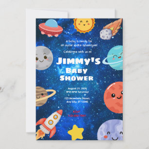 Rymden Baby Shower Inbjudningar