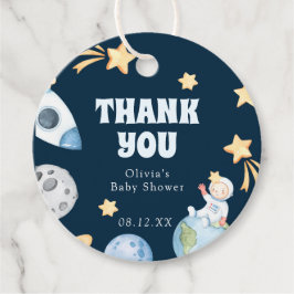 Rymden Baby Shower Round Sticker Gåvor Etiketter