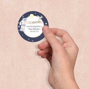 Rymden Baby Shower Tack Runt Klistermärke