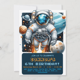 Rymden Birthday Astronaut Galaxy Planets Inbjudningar