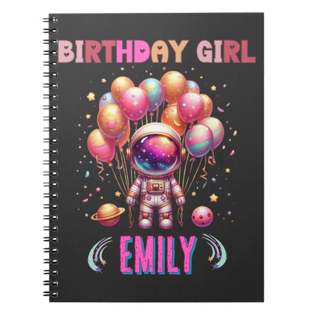 Rymden Birthday Girl Flight Crew Anteckningsbok (Framsidan)