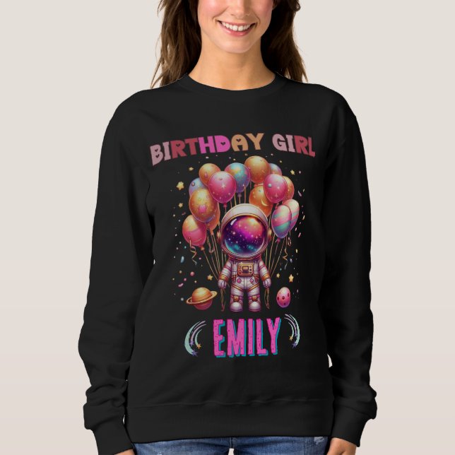 Rymden Birthday Girl Flight Crew T Shirt (Framsida)