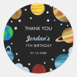 Rymden Birthday Planets Galaxy Boys Party Runt Klistermärke