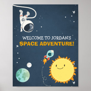 Rymden Birthday Välkomstskylt Rocket Astronaut Poster