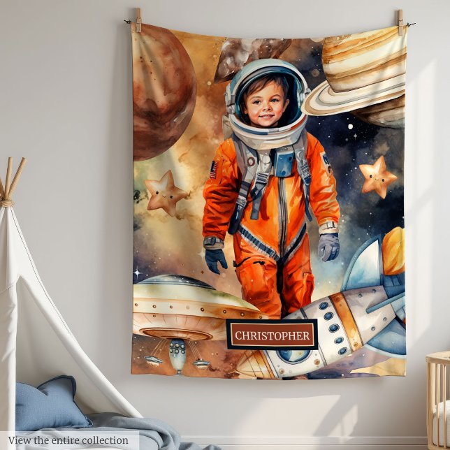 Rymden Blanket Personlig Gift Young Boy Fleecefilt (Outer Space Blanket Personalized Gift for Young Boy

)