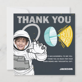 Rymden Blast off Astronaut Photo Birthday Tack Kort