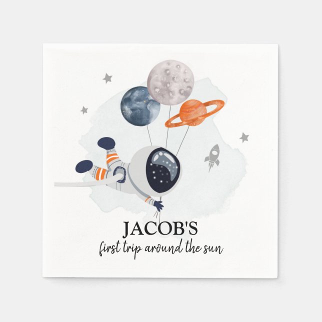 Rymden Boy 1st Resa runt Sol födelsedag N Pappersservett (Framsidan)
