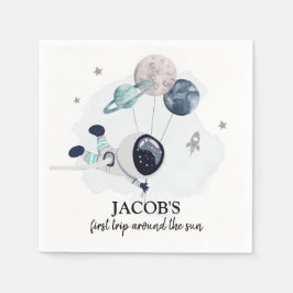 Rymden Boy 1st Resa runt Sol födelsedag Pappersservett