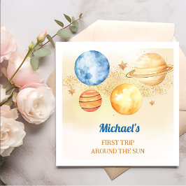 Rymden Boy 1st Resa runt Sol födelsedag Pappersservett