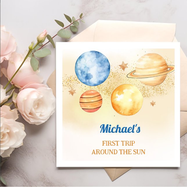 Rymden Boy 1st Resa runt Sol födelsedag Pappersservett (Skapare uppladdad)