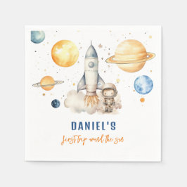 Rymden Boy 1st Resa runt Sol födelsedag Pappersservett
