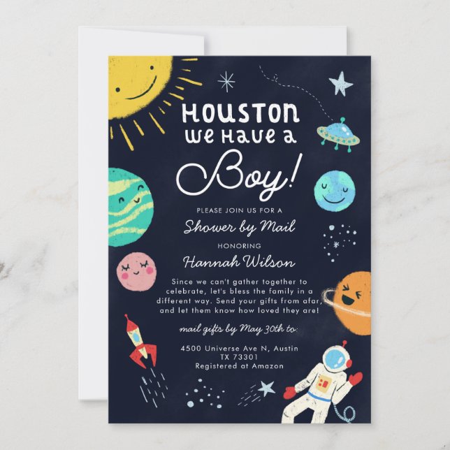 Rymden Boy Baby Shower by Mail Inbjudningar (Framsida)