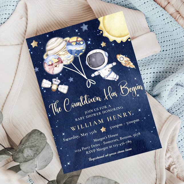 Rymden Boy Baby Shower Galaxy Baby Shower Inbjudningar (Skapare uppladdad)