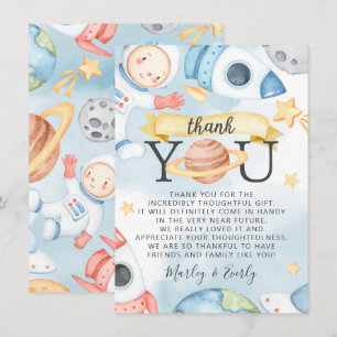 Rymden Boy Baby Shower - tack för din kortanteckni Inbjudningar
