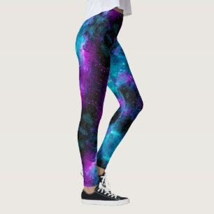 Rymden Byxor! Rosa Aqua Stars Bright-Roligt Leggings