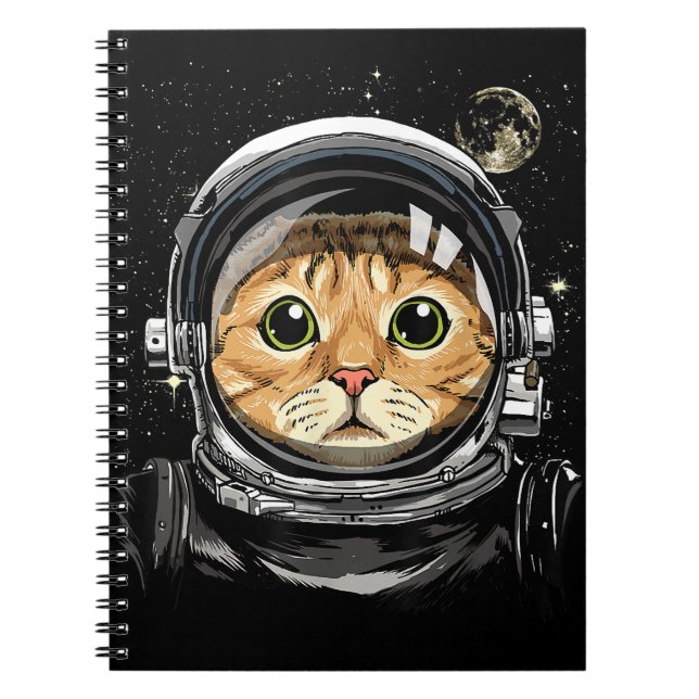 Rymden Cat Kattunge Astronaut Animal Ansikte Galax Anteckningsbok (Framsidan)