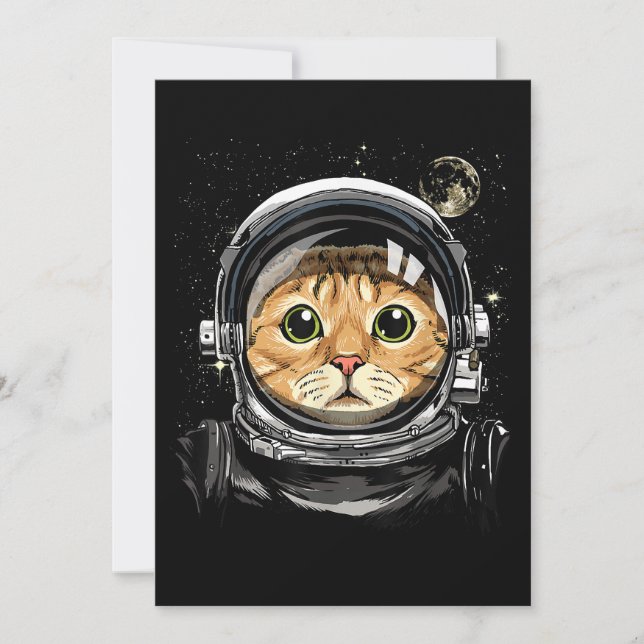 Rymden Cat Kattunge Astronaut Animal Ansikte Galax Spara Datumet (Framsida)