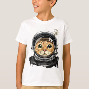 Rymden Cat Kattunge Astronaut Animal Ansikte Galax T Shirt