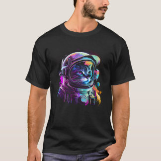 Rymden Cat Kattunge Astronaut Animal Ansikte Galax T Shirt