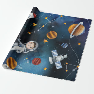 Rymden Cosmic Himmel Watercolor Presentpapper