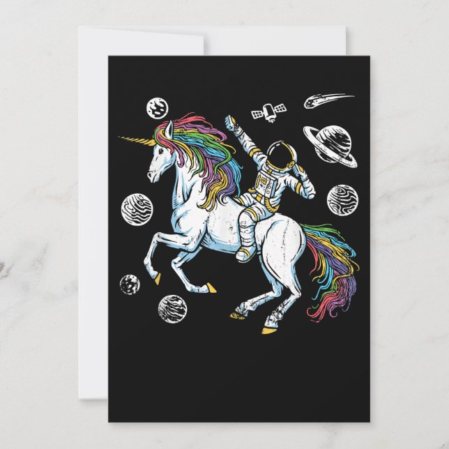 Rymden Cosmonaut Fantasy Animal Unicorn Gift Spara Datumet (Framsida)