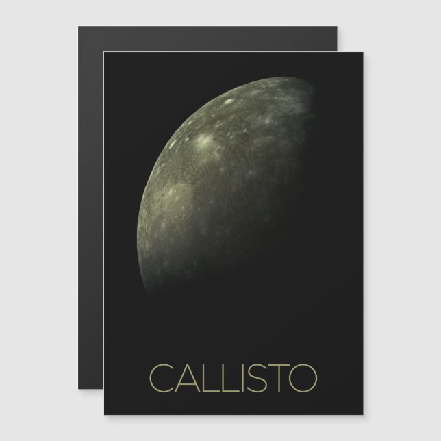 Rymden, Cosmos, Solar System, Måne Callisto Magnetisk Inbjudningskort (Fram/baksida)