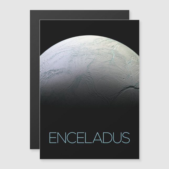 Rymden, Cosmos, Solar System, Måne Enceladus Magnetisk Inbjudningskort (Fram/baksida)