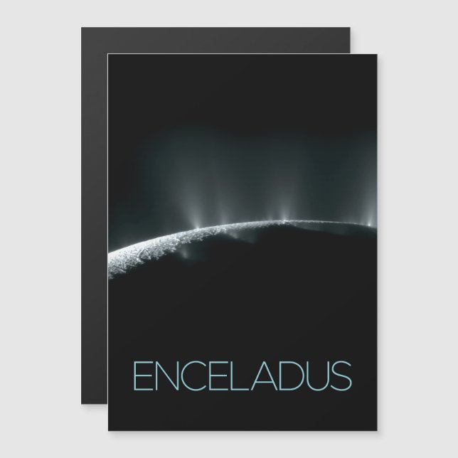 Rymden, Cosmos, Solar System, Måne Enceladus Magnetisk Inbjudningskort (Fram/baksida)