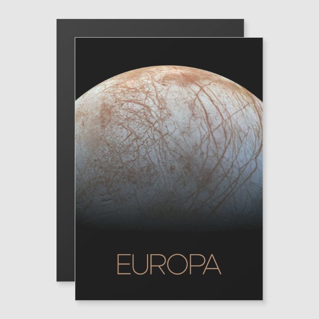 Rymden, Cosmos, Solar System, Måne Europa Magnetisk Inbjudningskort (Fram/baksida)