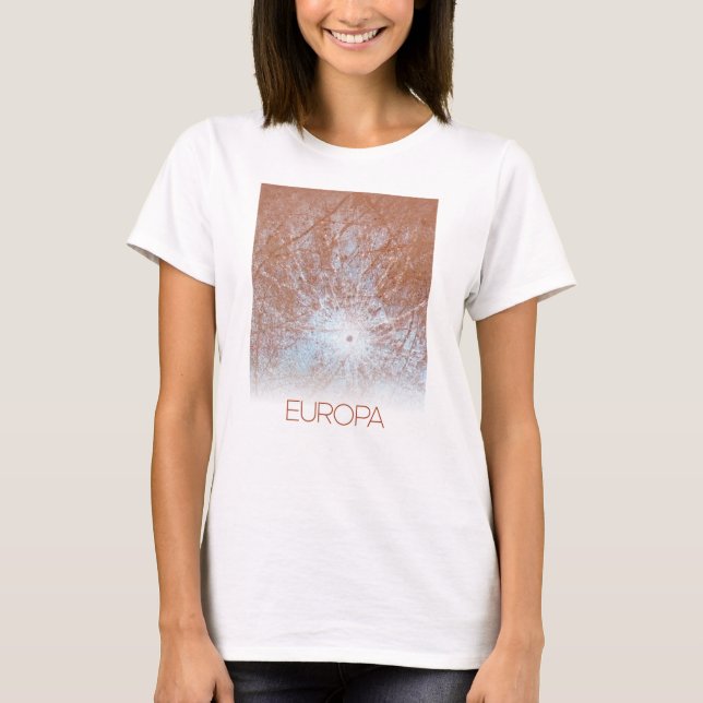Rymden, Cosmos, Solar System, Måne Europa T Shirt (Framsida)