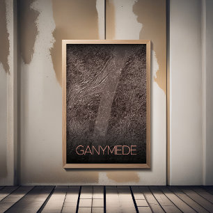 Rymden, Cosmos, Solar System, Måne Ganymede Fototryck