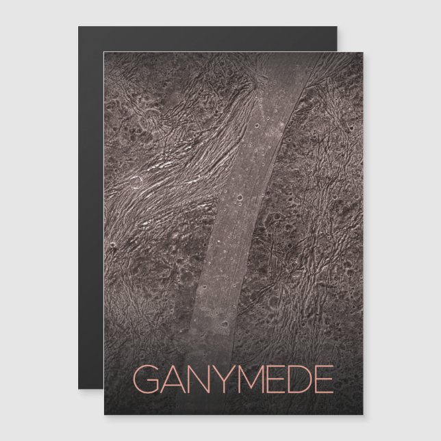 Rymden, Cosmos, Solar System, Måne Ganymede Magnetisk Inbjudningskort (Fram/baksida)