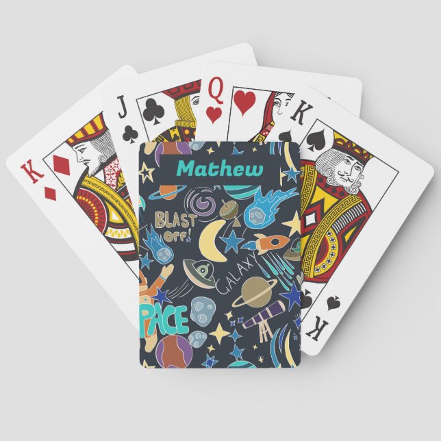 Rymden Doodle Mönster Casinokort (Baksidan)