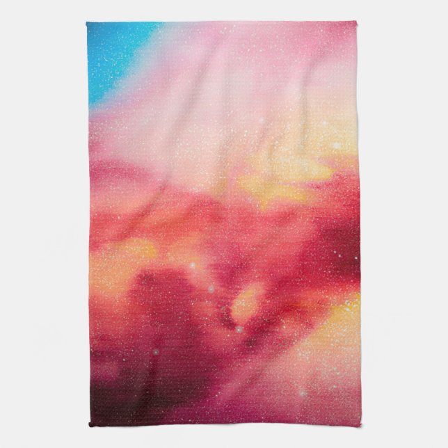 Rymden Dust Cosmic Stars red & gult disch Kökshandduk (Vertikal)