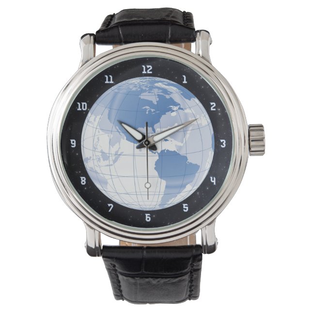 Rymden Earth Globe w/Stars Armbandsur (Framsida)