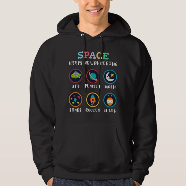 Rymden får oss att undra hoodie (Framsida)