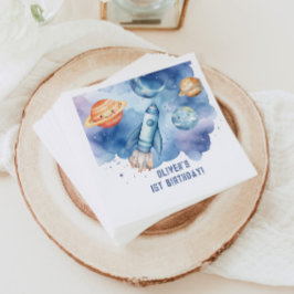 Rymden First resa kring sol Boy-födelsedag Pappersservett